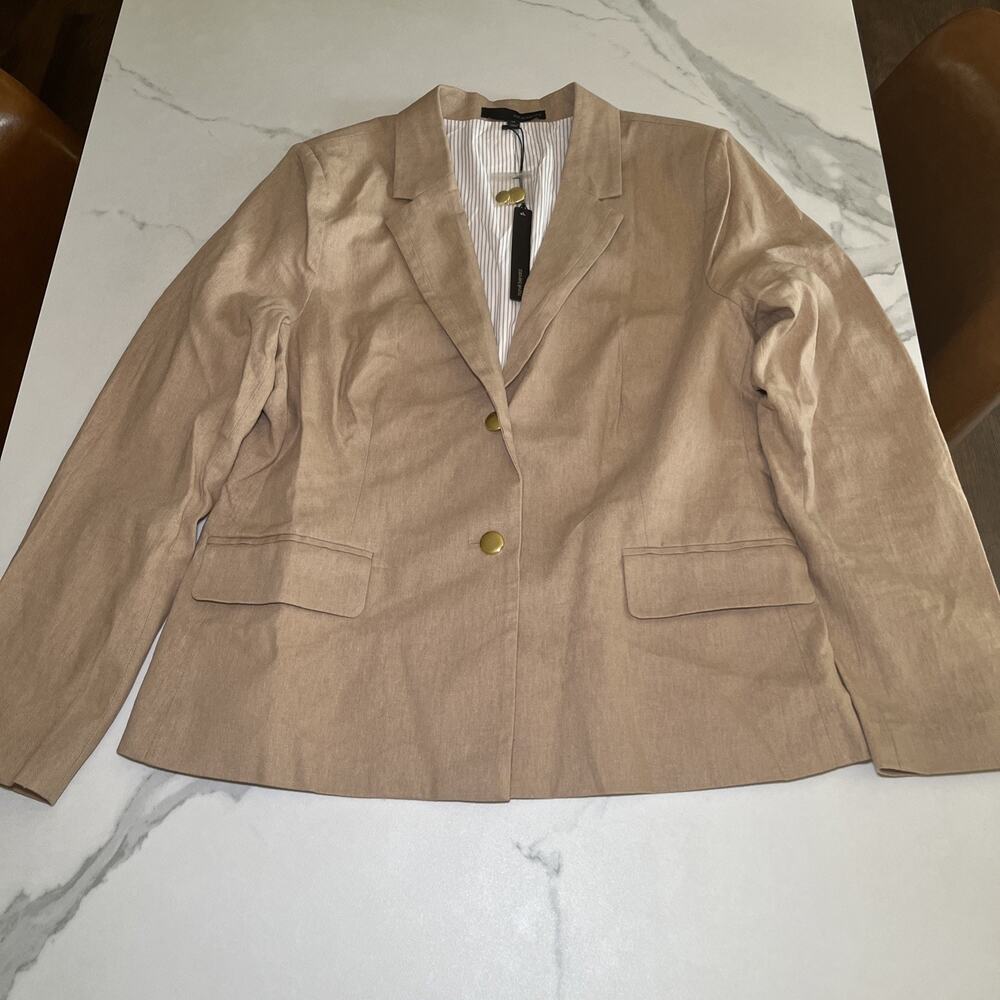 Harve Benard Linen Blend Professional Blazer Jacket Woman 14 Office Career Wear